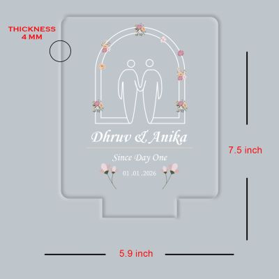 Personalized Couple Night Lamp Custom with Name & Date Bedside Table Lamp Couple Gift Anniversary, Wedding, Marriage, Valentine Day Multicolored Light (Design 1)